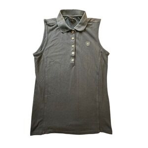 Ariat International Sleeveless Polo Shirt Womens Large Dark Gray Fit for a Rider